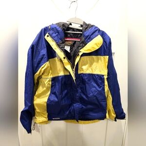 Vintage Stearns DryWear Windbreaker Jacket Medium Blue Lime Hooded Nylon